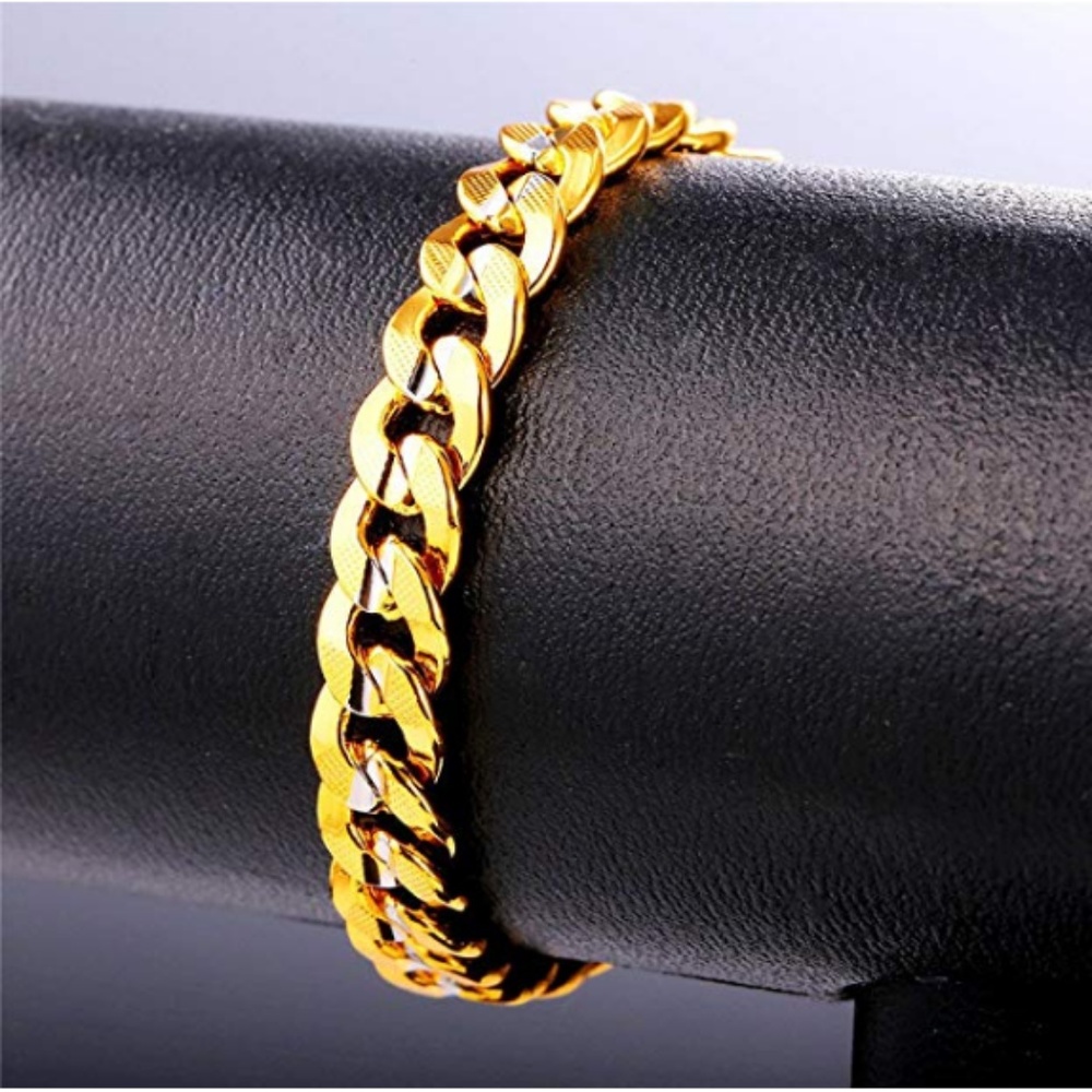 Mens "Titus" Two-Tone Necklace and Bracelet Set - Picture 4 of 6